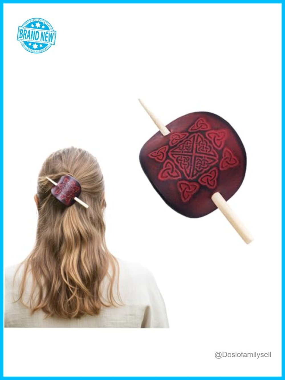Leather Hair Pin Bone Stick Barrette